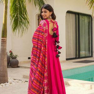 radiant pink muslin suit set