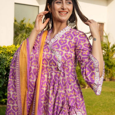 Zoya cotton angrakha suit set