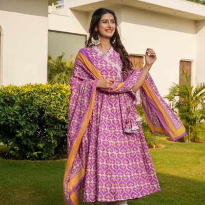 Zoya cotton angrakha suit set