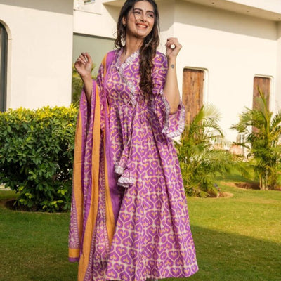 Zoya cotton angrakha suit set