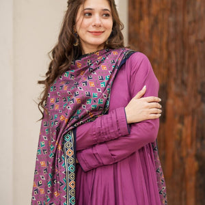 Kashni purple new muslin suit set