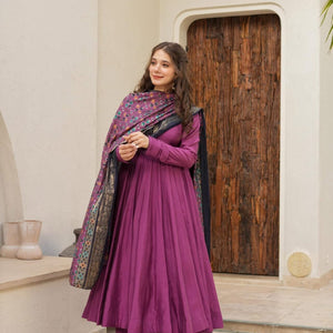 Kashni purple new muslin suit set