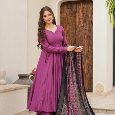 Kashni purple new muslin suit set