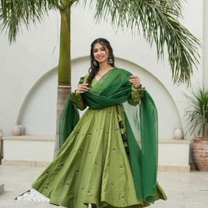 Athena green silk suit set