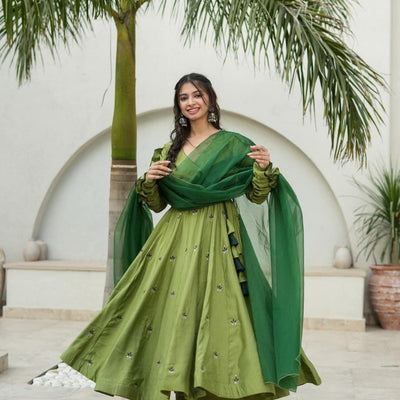 Athena green silk suit set