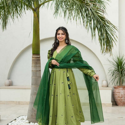 Athena green silk suit set