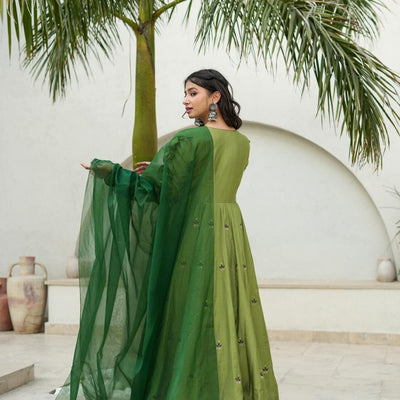 Athena green silk suit set