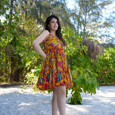 Canary Cascade Mini Dress
