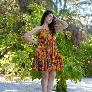 Canary Cascade Mini Dress