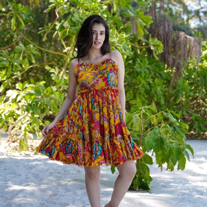 Canary Cascade Mini Dress