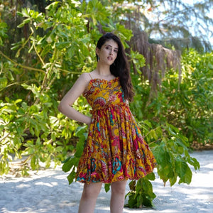 Canary Cascade Mini Dress