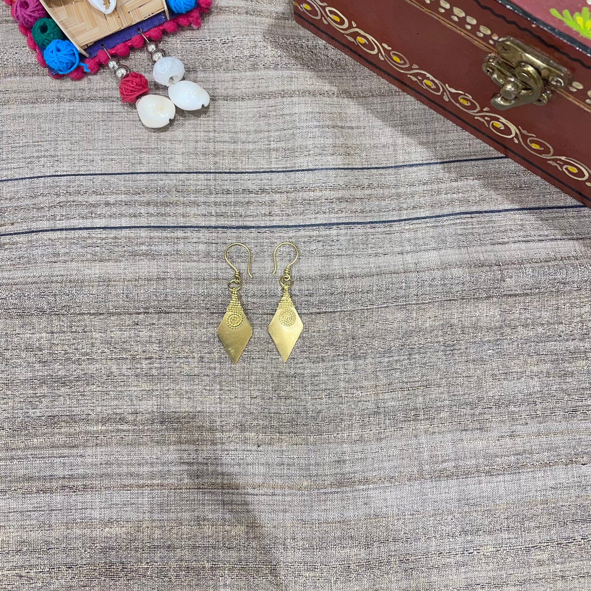 Rhombus Shape Handcrafted Dokra Tribal Earring
