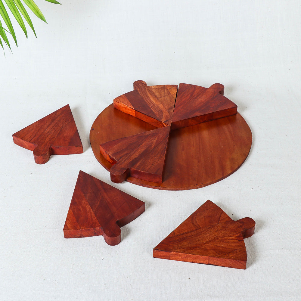Brown - Pizza Platter / Serving Tray - Handcrafted with Sheesham Wood