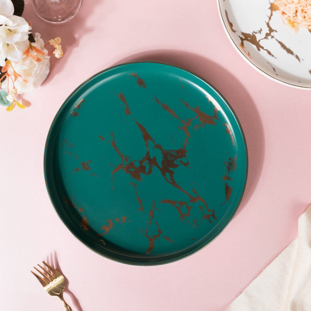Sleek Marble Dinner Plate Green 10 Inch