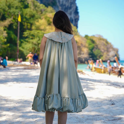 Sage green satin dress