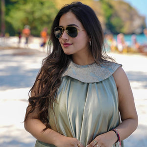 Sage green satin dress