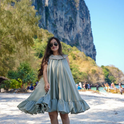 Sage green satin dress