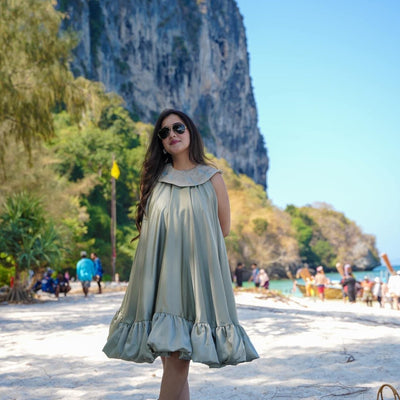 Sage green satin dress