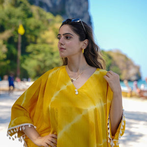Masha yellow crepe kaftan