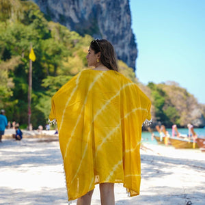 Masha yellow crepe kaftan