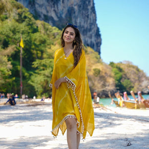 Masha yellow crepe kaftan