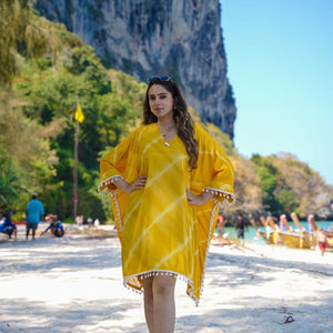 Masha yellow crepe kaftan
