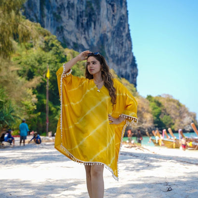 Masha yellow crepe kaftan