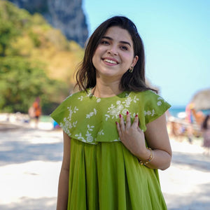 Halcyon green crepe dress