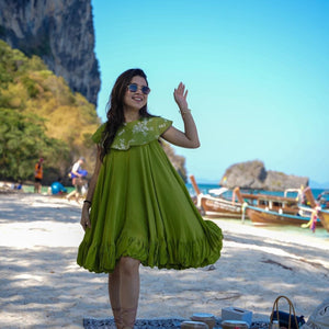Halcyon green crepe dress