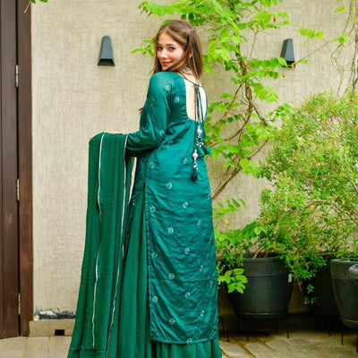 MAJESTY GREEN CHINON PALAZZO SET