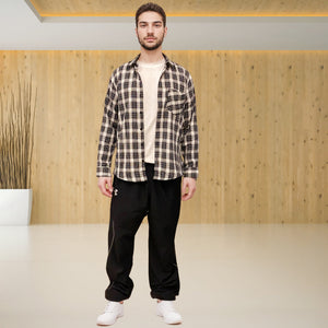 Black checks cotton relaxed fit shirt