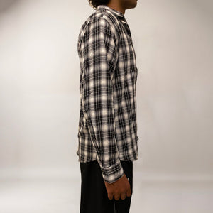 Black checks cotton relaxed fit shirt