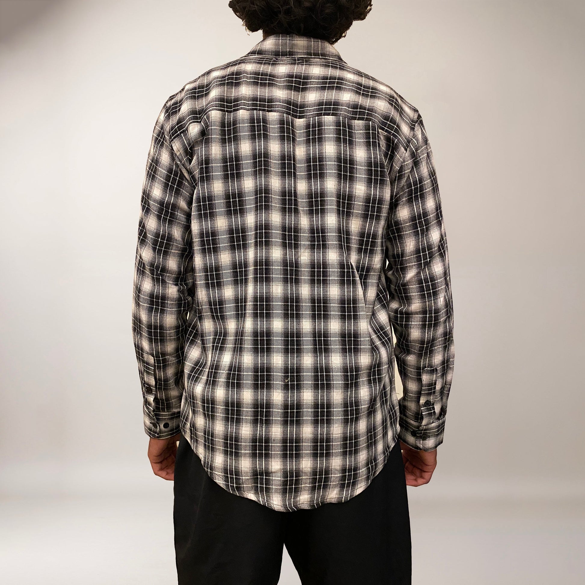 Black checks cotton relaxed fit shirt