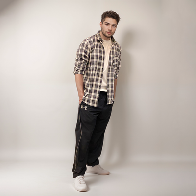 Black checks cotton relaxed fit shirt