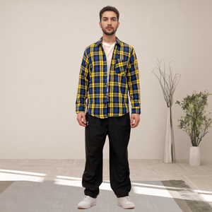 Yellow & Blue checks cotton relaxed fit shirt