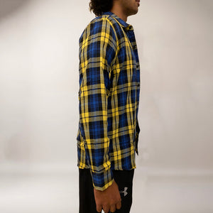 Yellow & Blue checks cotton relaxed fit shirt