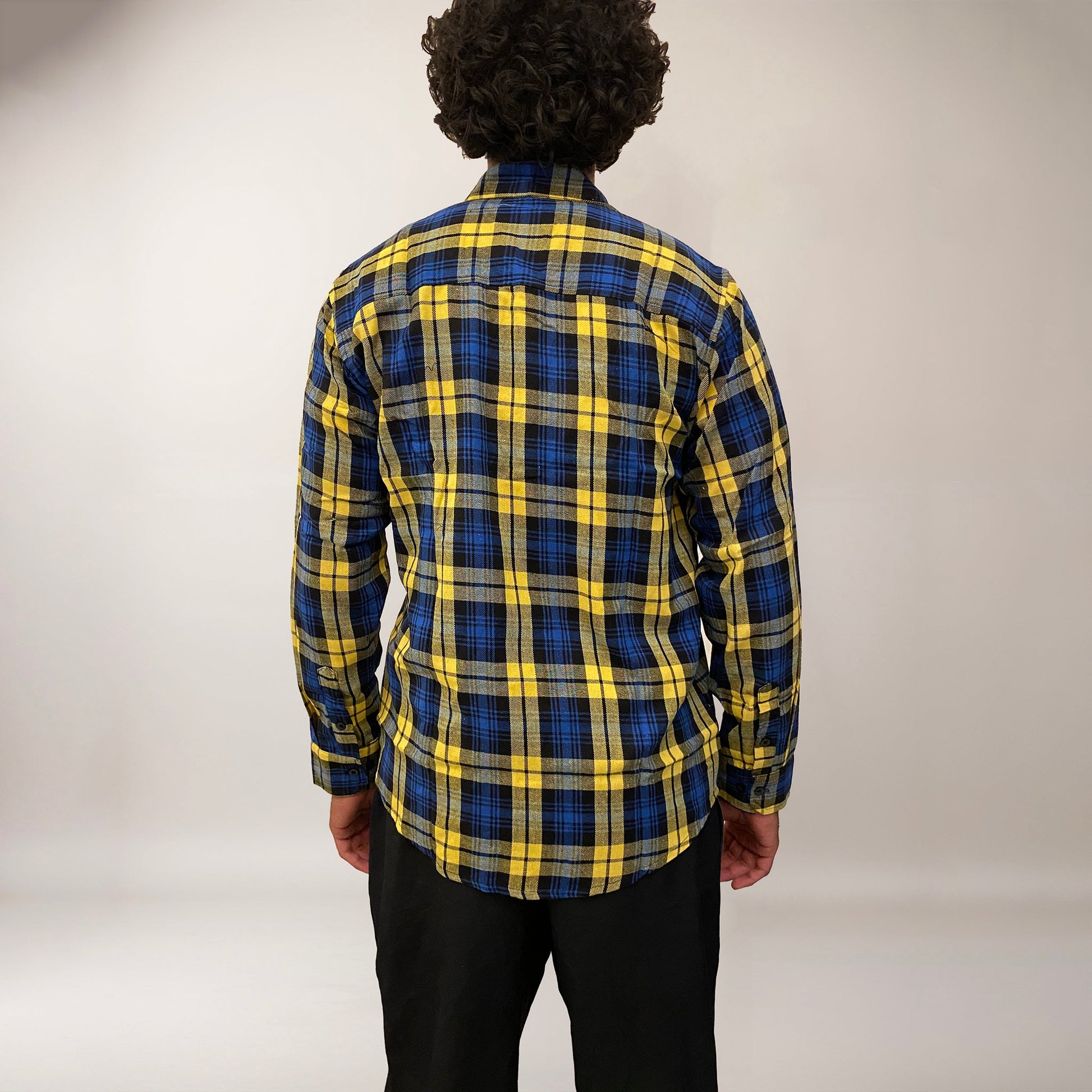 Yellow & Blue checks cotton relaxed fit shirt