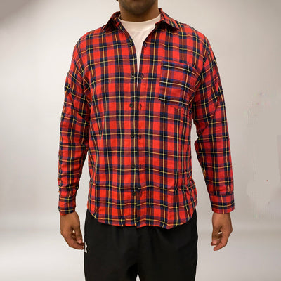 Red checks cotton relaxed fit shirt