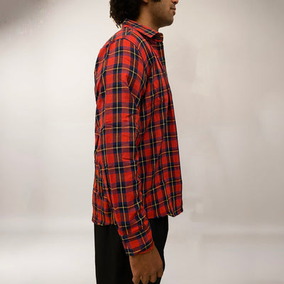 Red checks cotton relaxed fit shirt