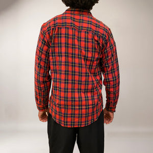 Red checks cotton relaxed fit shirt