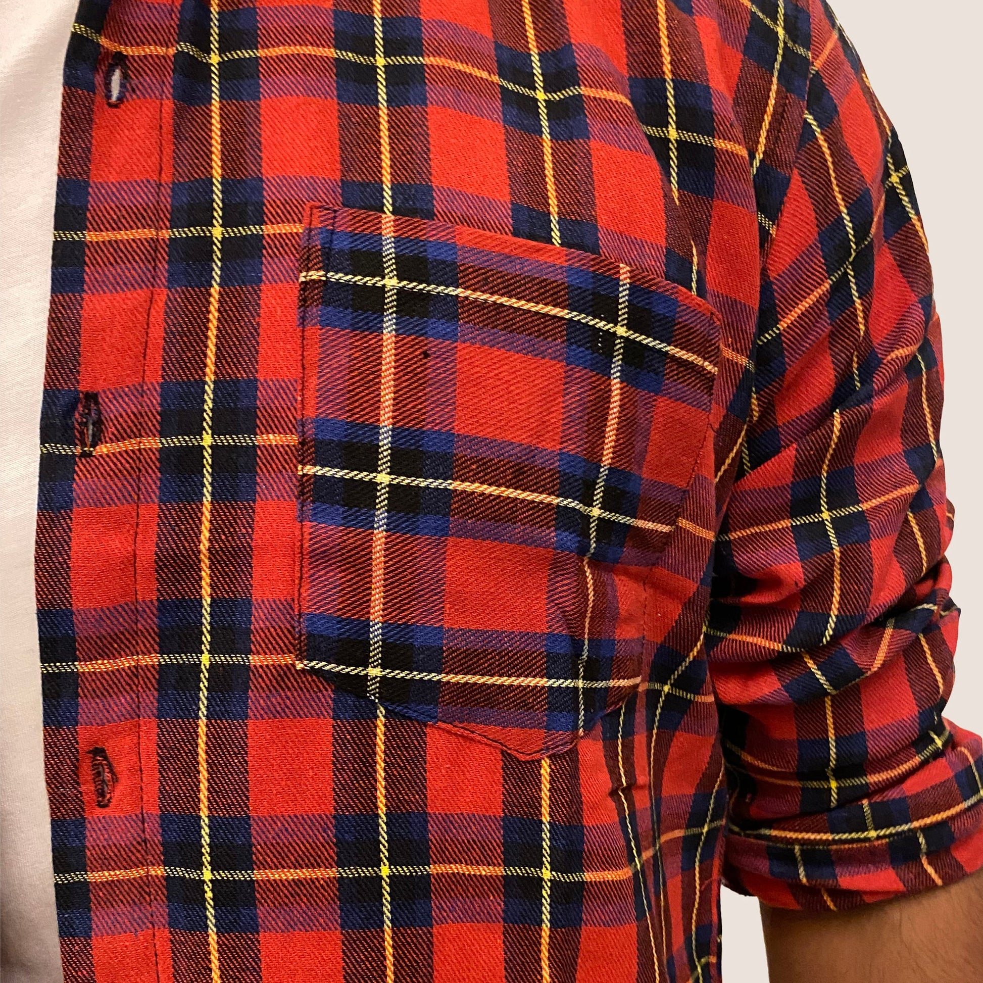 Red checks cotton relaxed fit shirt