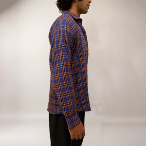 Blue checks cotton relaxed fit shirt