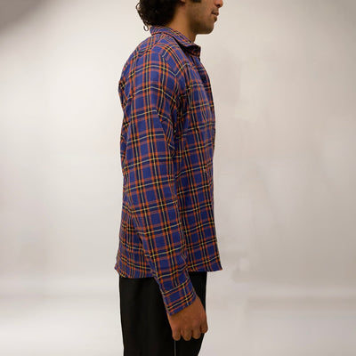 Blue checks cotton relaxed fit shirt