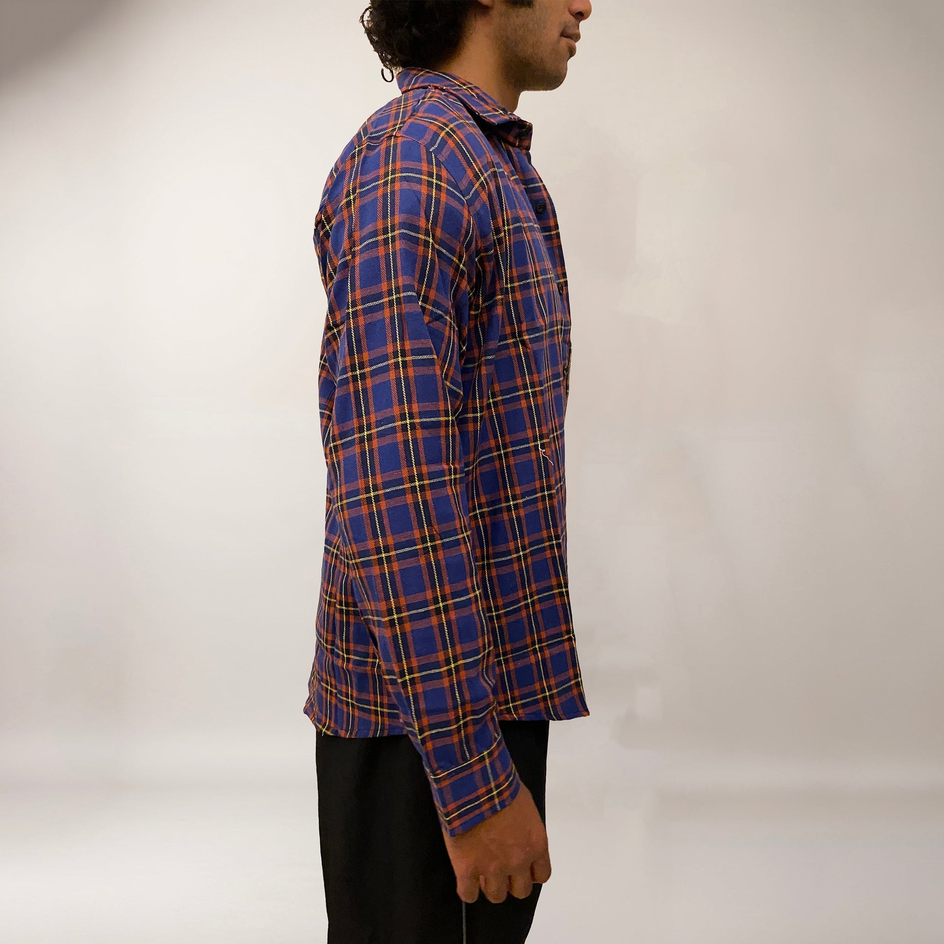 Blue checks cotton relaxed fit shirt