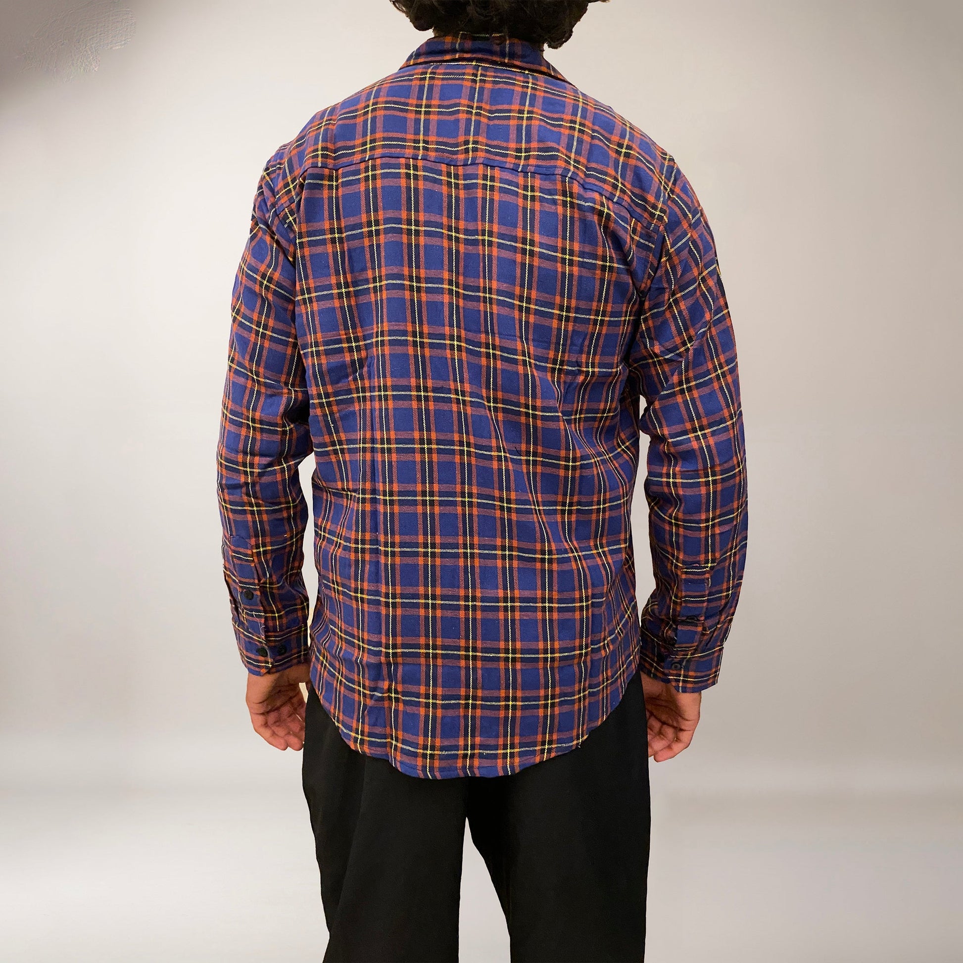 Blue checks cotton relaxed fit shirt