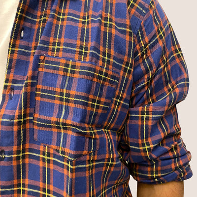 Blue checks cotton relaxed fit shirt