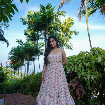 Ruched chanderi dress