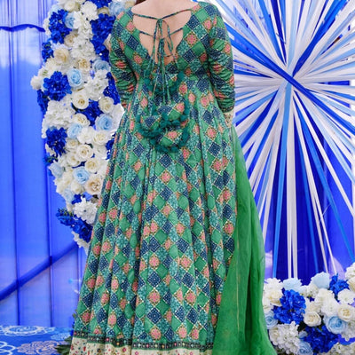 Clora green embroidered heavy maxi set