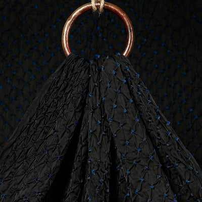 Black - Kutch Tie & Dye Modal Silk Bandhani Fabric 01
