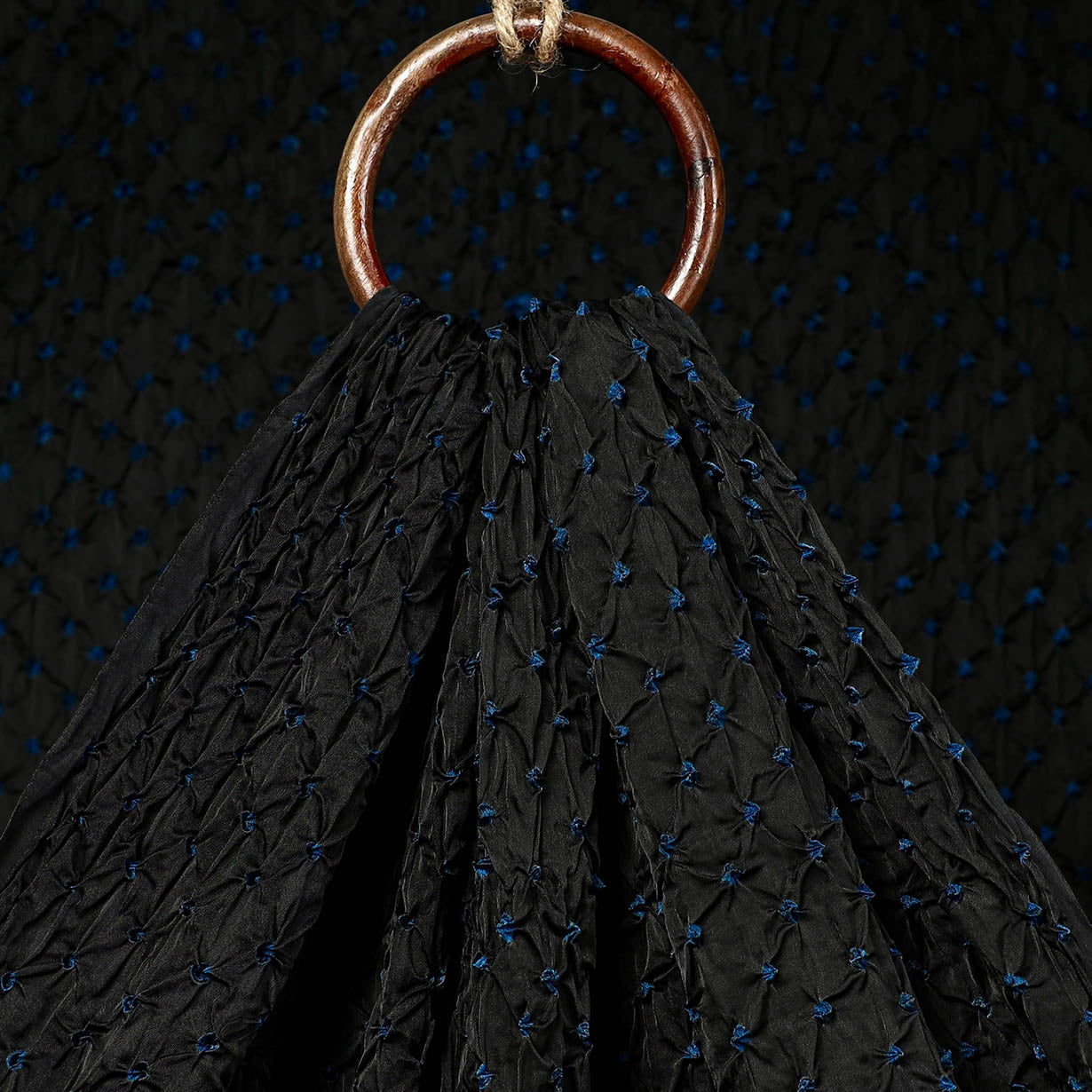Black - Kutch Tie & Dye Modal Silk Bandhani Fabric 01